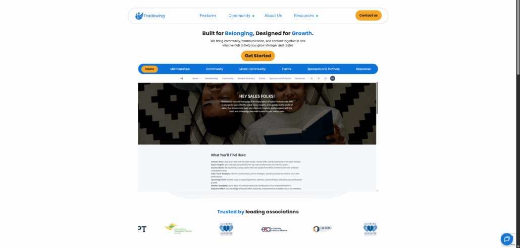 Tradewing's homepage screenshot