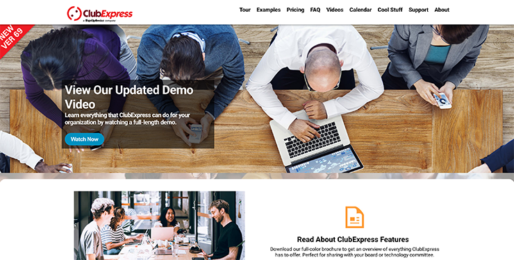 Association management software ClubExpress' homepage